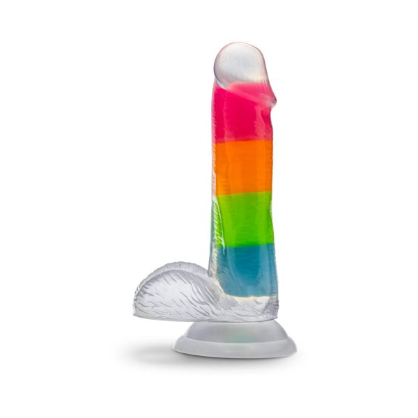 Neo Elite Glow-in-the-Dark Rainbow Rave 6.5 in. Silicone Dual Density Dildo - Image 3