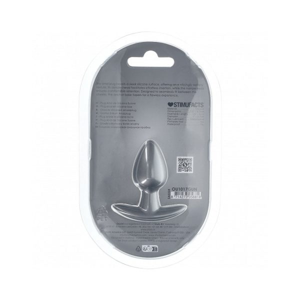 Ouch! Smooth Silicone Anal Plug Small 2.6 in. Gun Metal - Image 3