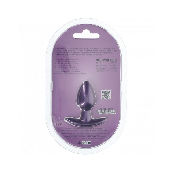 Ouch! Smooth Silicone Anal Plug Small 2.6 in. Metallic Purple - Image 3