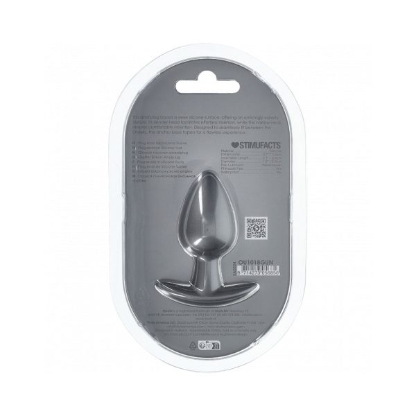 Ouch! Smooth Silicone Anal Plug Medium 3.1 in. Gun Metal - Image 3