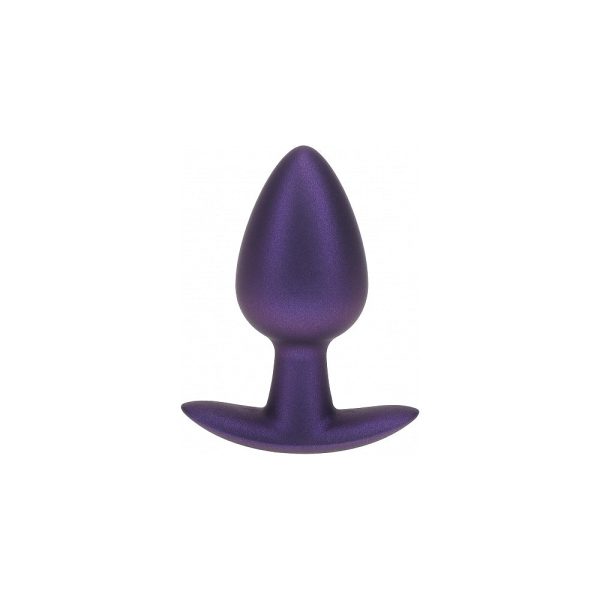 Ouch! Smooth Silicone Anal Plug Medium 3.1 in. Metallic Purple - Image 2