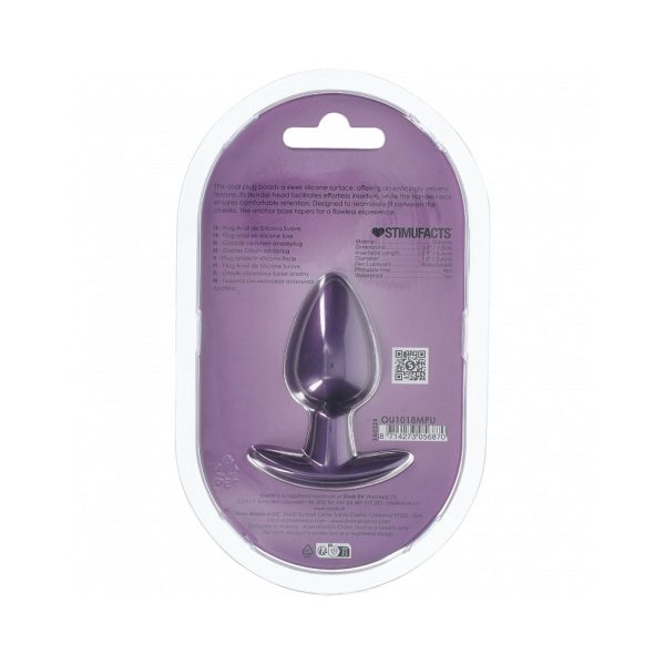 Ouch! Smooth Silicone Anal Plug Medium 3.1 in. Metallic Purple - Image 3
