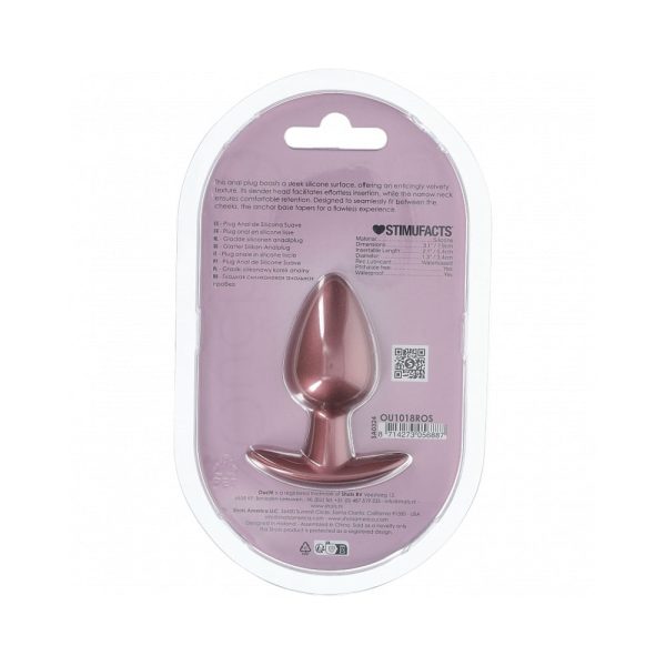 Ouch! Smooth Silicone Anal Plug Medium 3.1 in. Rose Gold - Image 3