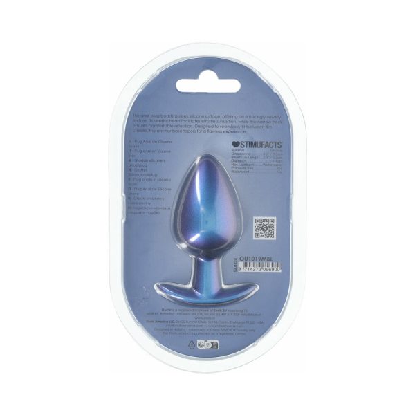 Ouch! Smooth Silicone Anal Plug Large 3.5 in. Metallic Blue - Image 3