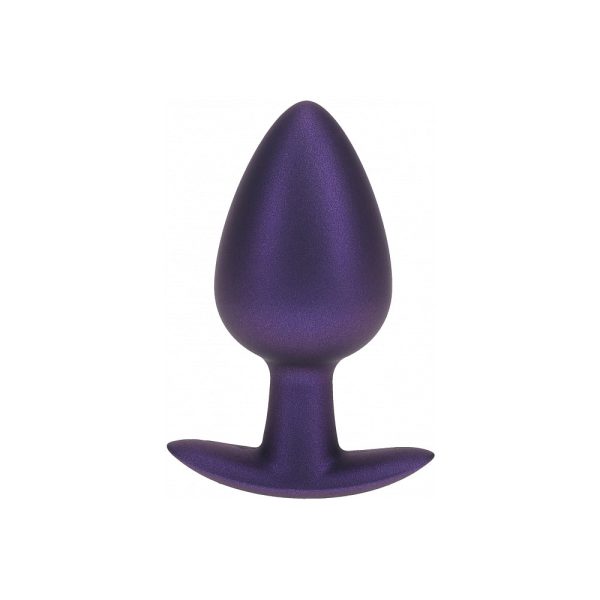 Ouch! Smooth Silicone Anal Plug Large 3.5 in. Metallic Purple - Image 2