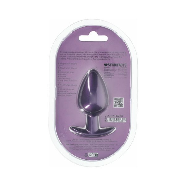 Ouch! Smooth Silicone Anal Plug Large 3.5 in. Metallic Purple - Image 3