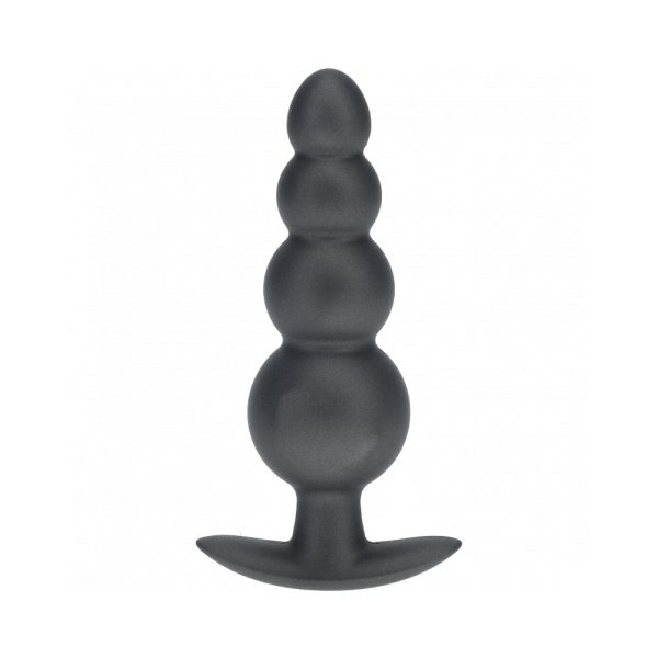 Ouch! Smooth Silicone Beaded Anal Plug 4.6 in. Gun Metal - Image 2