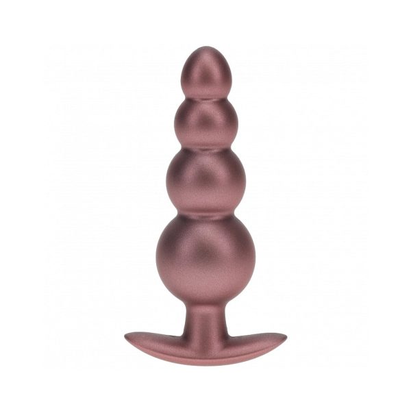 Ouch! Smooth Silicone Beaded Anal Plug 4.6 in. Rose Gold - Image 2