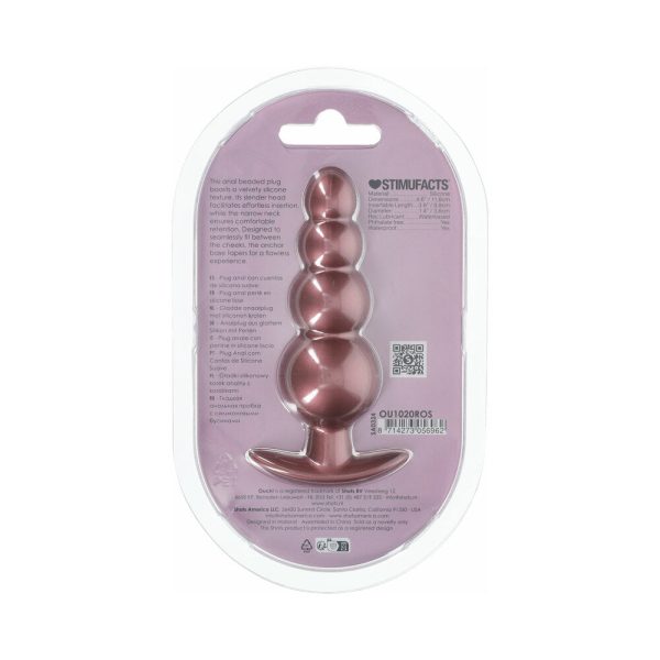 Ouch! Smooth Silicone Beaded Anal Plug 4.6 in. Rose Gold - Image 3