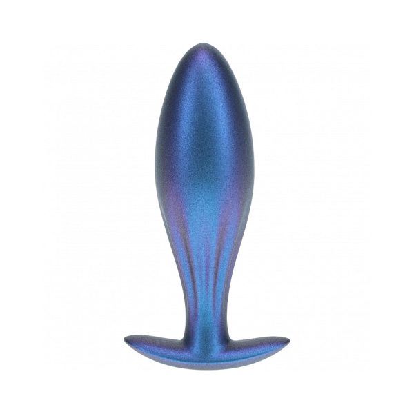 Ouch! Smooth Silicone Oval Anal Plug 4.6 in. Metallic Blue - Image 2
