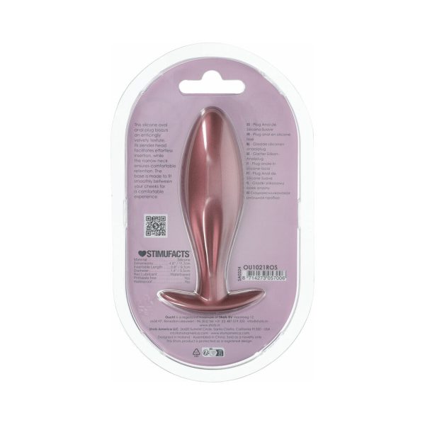 Ouch! Smooth Silicone Oval Anal Plug 4.6 in. Rose Gold - Image 3