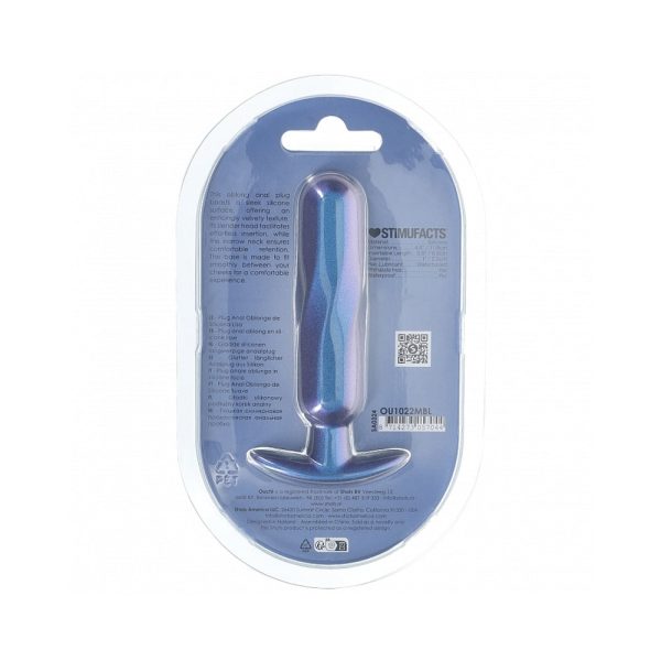 Ouch! Smooth Silicone Oblong Anal Plug 4.6 in. Metallic Blue - Image 3