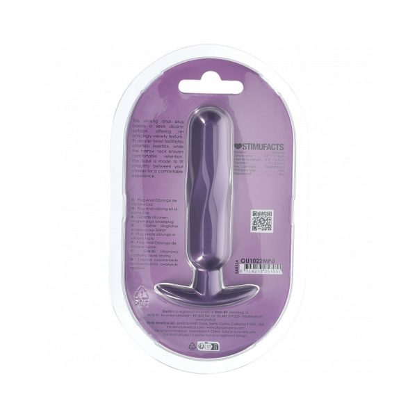 Ouch! Smooth Silicone Oblong Anal Plug 4.6 in. Metallic Purple - Image 3