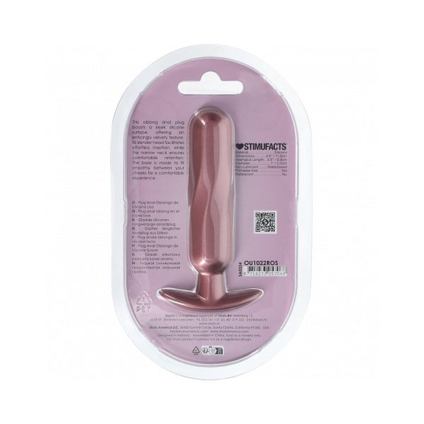 Ouch! Smooth Silicone Oblong Anal Plug 4.6 in. Rose Gold - Image 3