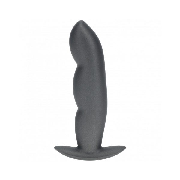 Ouch! Smooth Silicone Finger Anal Plug 4.6 in. Gun Metal - Image 2
