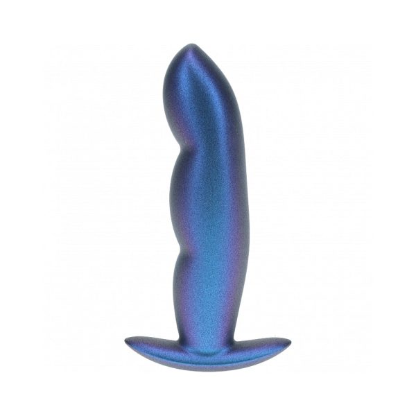 Ouch! Smooth Silicone Finger Anal Plug 4.6 in. Metallic Blue - Image 2