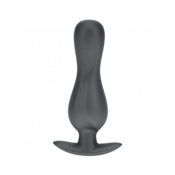 Ouch! Smooth Silicone Curvy Anal Plug 4.6 in. Gun Metal - Image 2