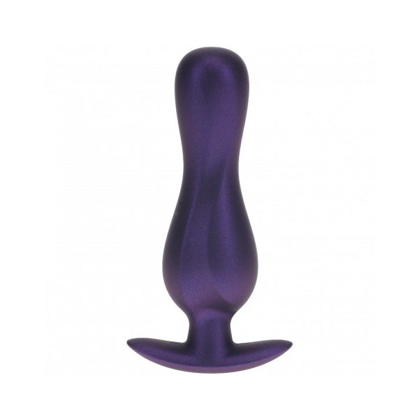 Ouch! Smooth Silicone Curvy Anal Plug 4.6 in. Metallic Purple - Image 2