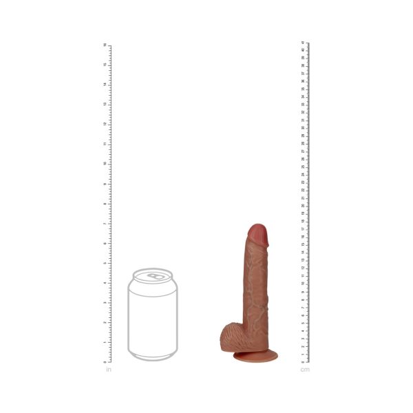 RealRock 7 in. Vibrating Cock with Balls Regular Straight Tan - Image 9