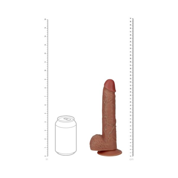 RealRock 9 in. Vibrating Cock with Balls Regular Straight Tan - Image 9