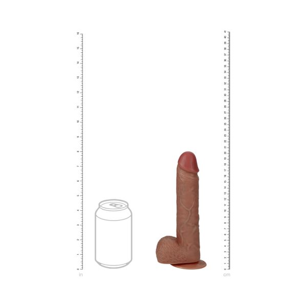 RealRock 8 in. Vibrating and Thrusting Cock with Balls Regular Straight Tan - Image 8