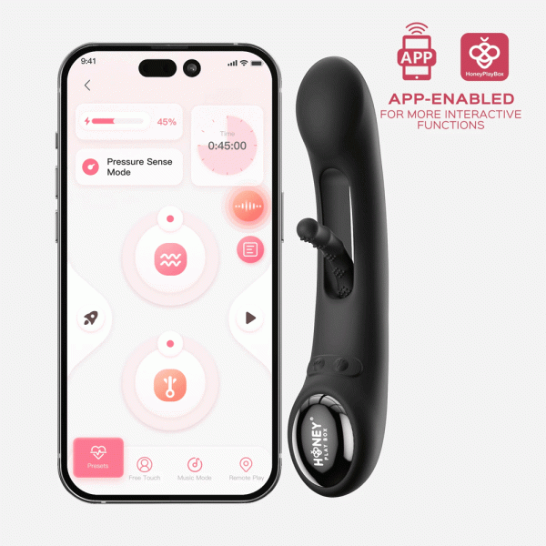 Honey Play Box Tempo Pressure Sensing App-Controlled Tapping G-Spot Vibrator Black - Image 3