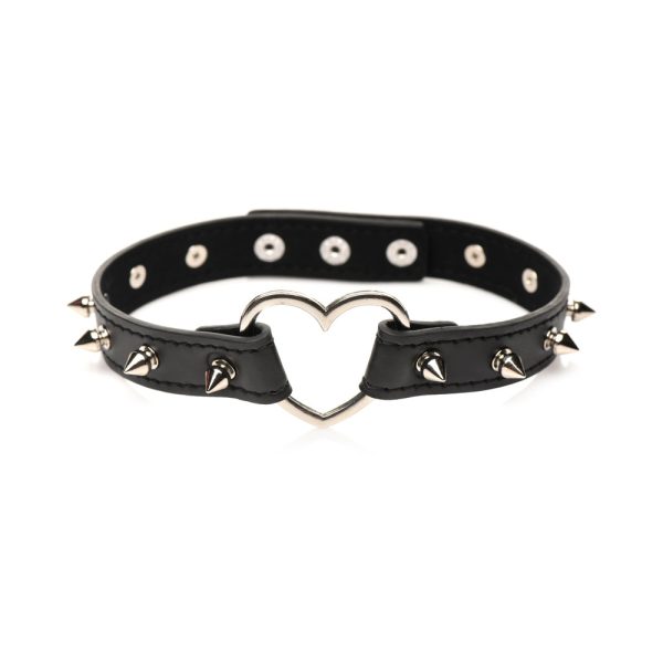 Master Series Spiked Heart Choker Black - Image 3