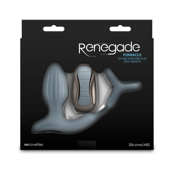 Renegade Pinnacle Rechargeable Cockring and Gyrating Plug with Remote Gray - Image 4