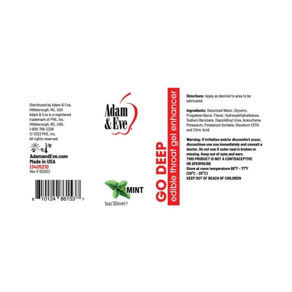 Adam & Eve Go Deep Edible Throat Gel Enhancer Mint 1 oz. - Image 2