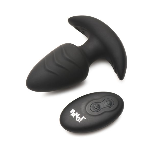 BANG! Rotating & Vibrating Silicone Butt Plug with Remote Black - Image 3