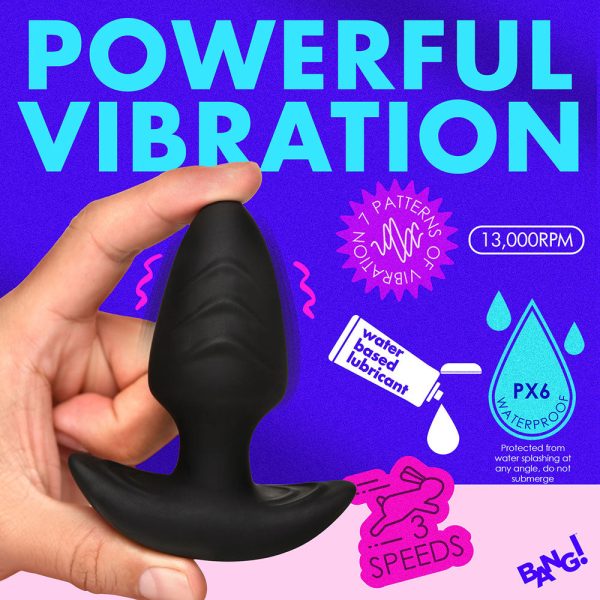 BANG! Rotating & Vibrating Silicone Butt Plug with Remote Black - Image 10