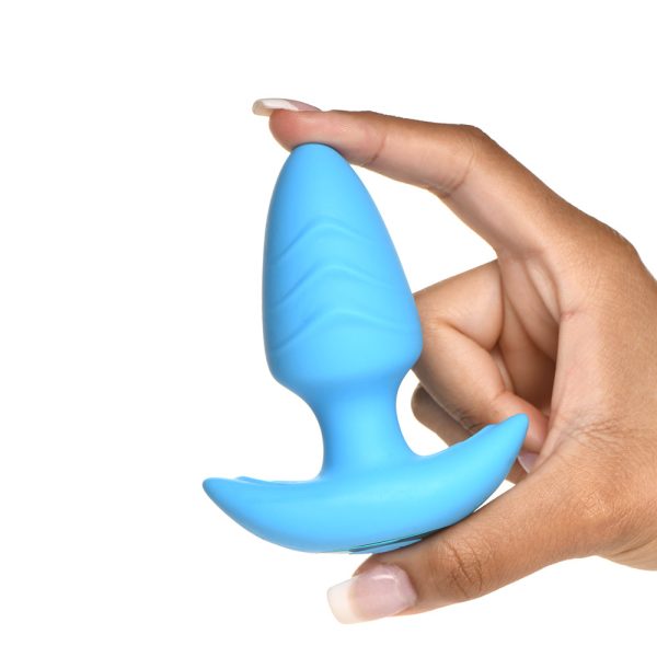 BANG! Rotating & Vibrating Silicone Butt Plug with Remote Blue - Image 7
