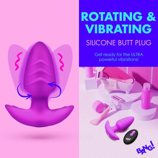 BANG! Rotating & Vibrating Silicone Butt Plug with Remote Purple - Image 8