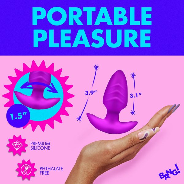 BANG! Rotating & Vibrating Silicone Butt Plug with Remote Purple - Image 10