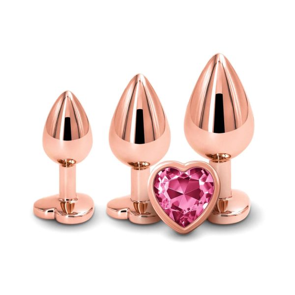 Adam & Eve Rose Gold Pink Heart Anal Plug Training Set - Image 2