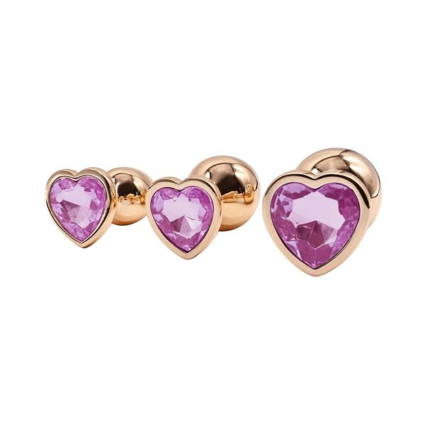 Adam & Eve Rose Gold Pink Heart Anal Plug Training Set - Image 4
