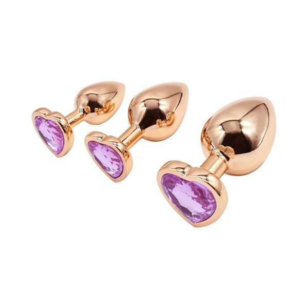 Adam & Eve Rose Gold Pink Heart Anal Plug Training Set - Image 5