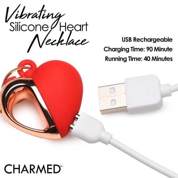Charmed 10X Vibrating Silicone Heart Necklace - Image 9