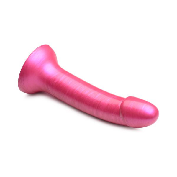 Simply Sweet 7 in. Metallic Silicone Dildo Pink - Image 3