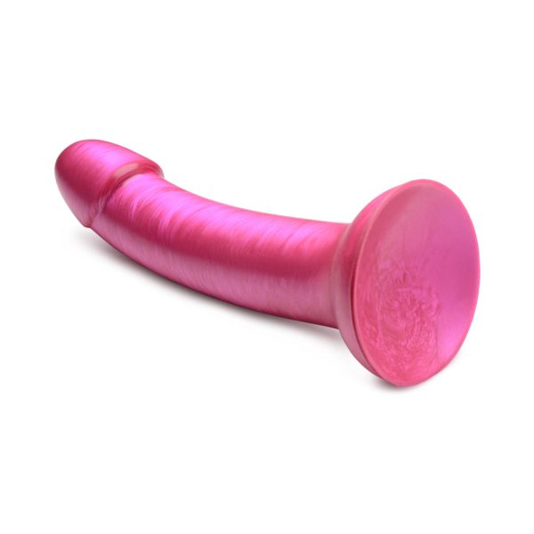 Simply Sweet 7 in. Metallic Silicone Dildo Pink - Image 5