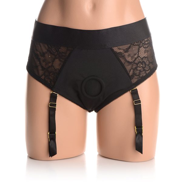 Strap U Laced Seductress Lace Crotchless Panty Harness & Garter Straps L/XL - Image 5
