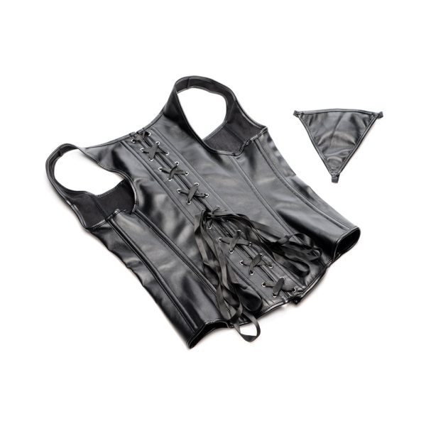 STRICT Lace-up Corset Vest & Thong L - Image 4