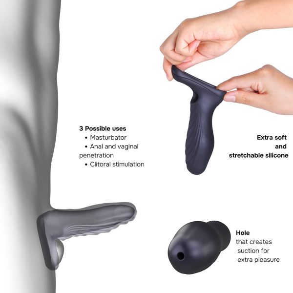 MAN WAN Ryzer Penis Extender and Soft Masturbating Sleeve Black Plum - Image 3