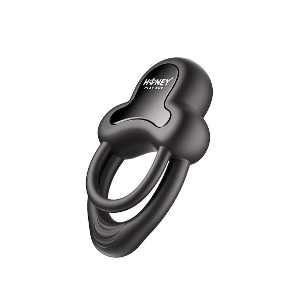 Honey Play Box Anello App-Controlled Vibrating Double Cock Ring with Clitoral Stimulator Black - Image 2