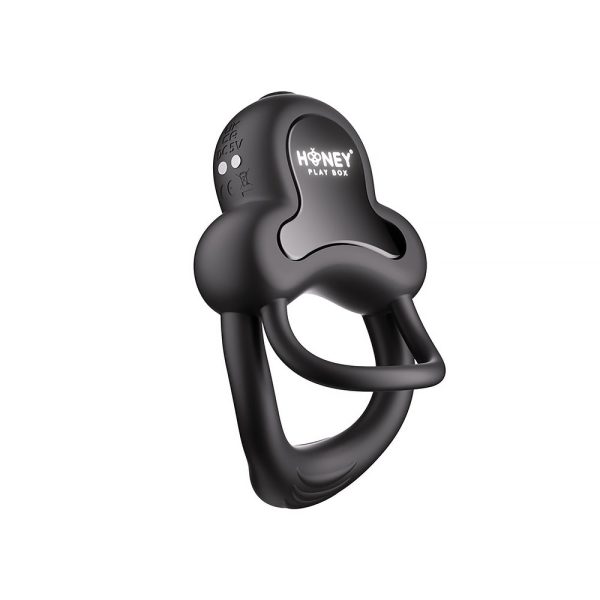 Honey Play Box Anello App-Controlled Vibrating Double Cock Ring with Clitoral Stimulator Black - Image 3