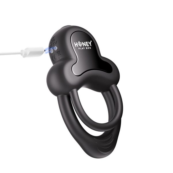 Honey Play Box Anello App-Controlled Vibrating Double Cock Ring with Clitoral Stimulator Black - Image 6