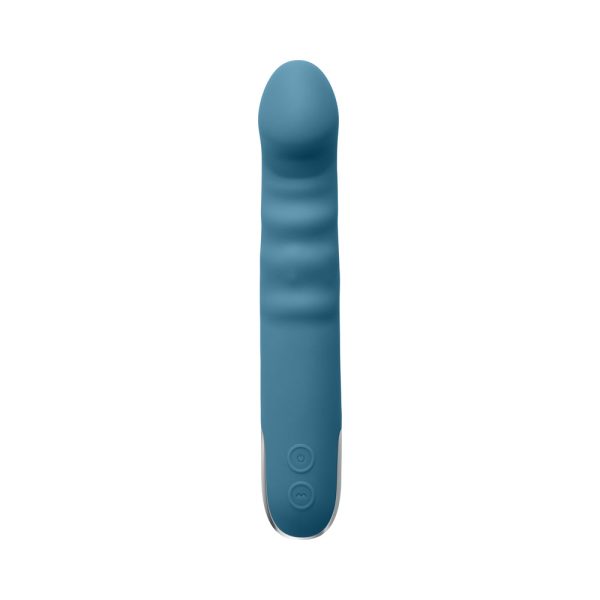 Evolved Queen Of All Trades Rechargeable Silicone Thrusting and Rotating Vibrator Teal - Image 2