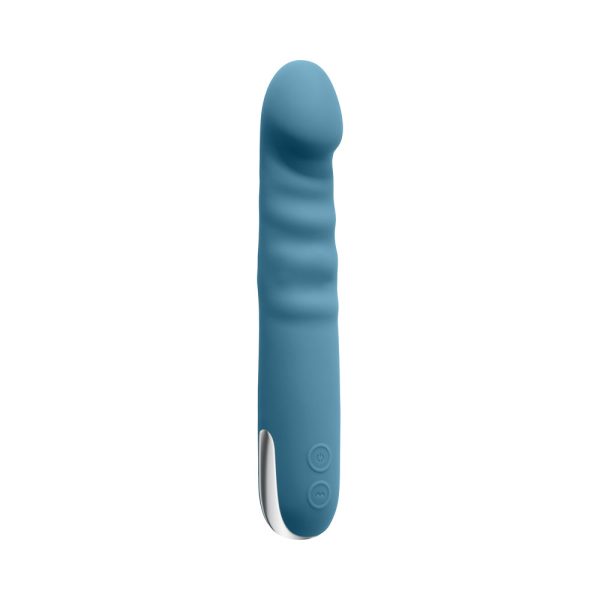 Evolved Queen Of All Trades Rechargeable Silicone Thrusting and Rotating Vibrator Teal - Image 3