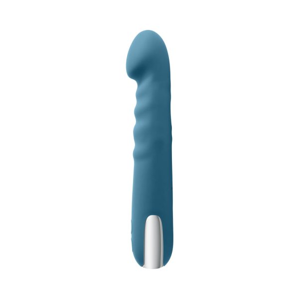 Evolved Queen Of All Trades Rechargeable Silicone Thrusting and Rotating Vibrator Teal - Image 4