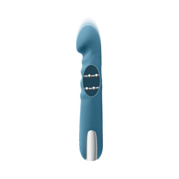 Evolved Queen Of All Trades Rechargeable Silicone Thrusting and Rotating Vibrator Teal - Image 5